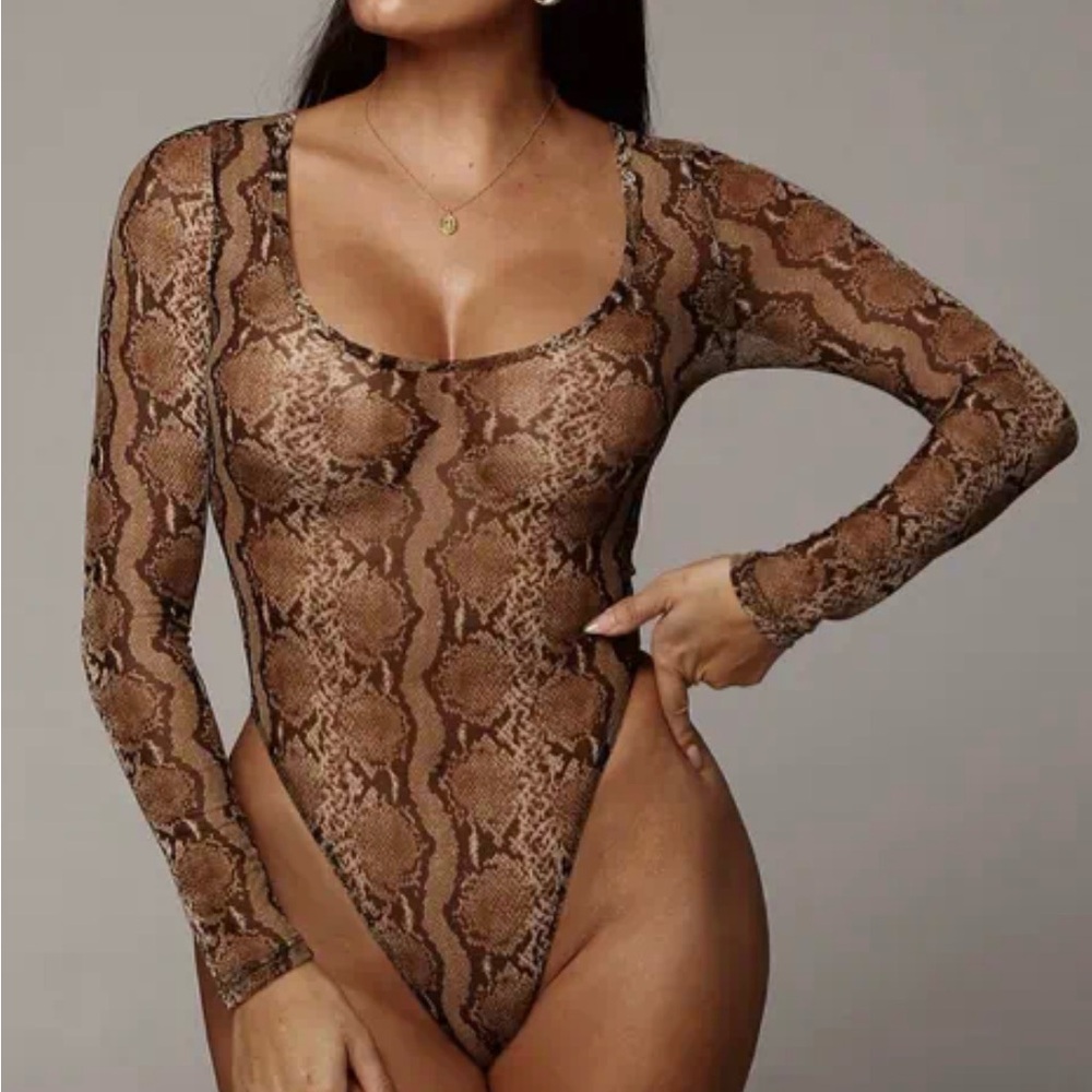 Brown Snake Print Bodysuit